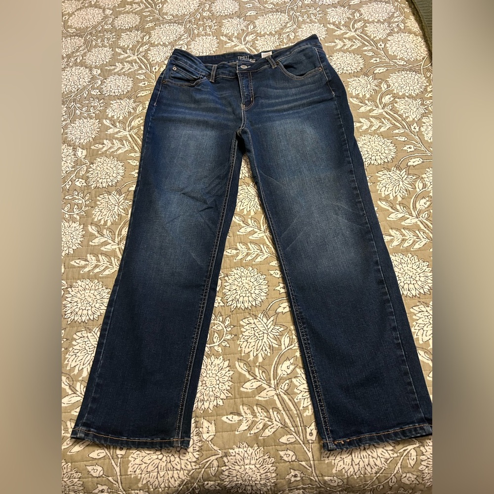 Time and Tru Petite Straight Leg Jeans in Dark Blue